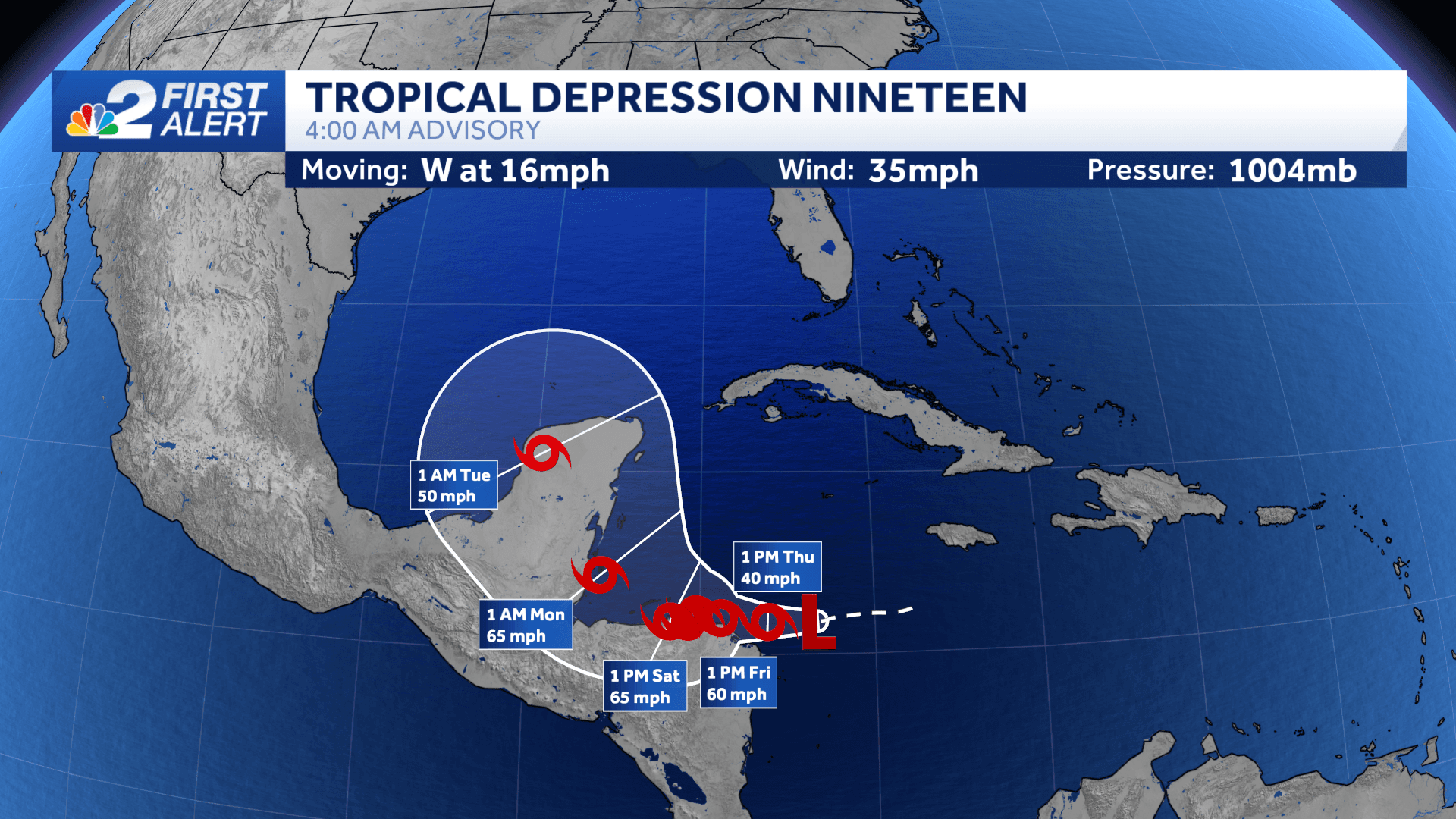 Tropical Depression 19 forms in the Caribbean