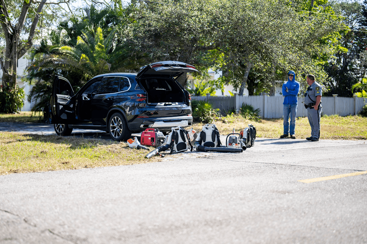 Two people arrested after tools stolen from landscaping trailer