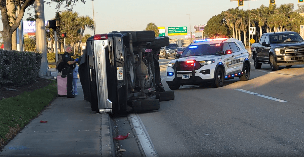 Rollover crash reduces College Parkway eastbound to one lane near South Pointe Boulevard