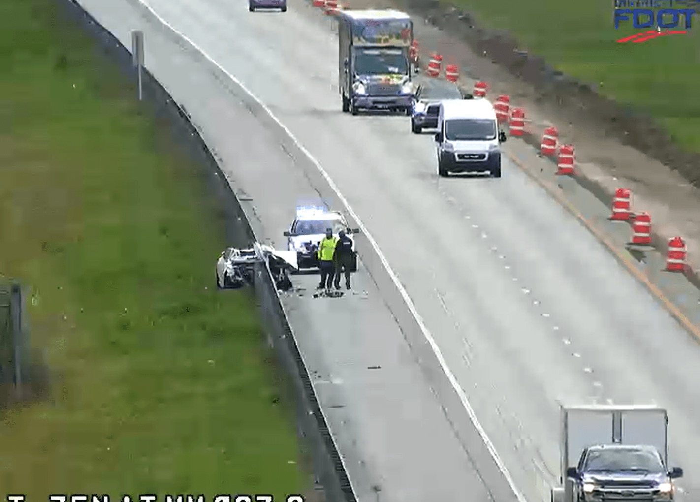 Car strikes guard rail on I-75 northbound in Collier County