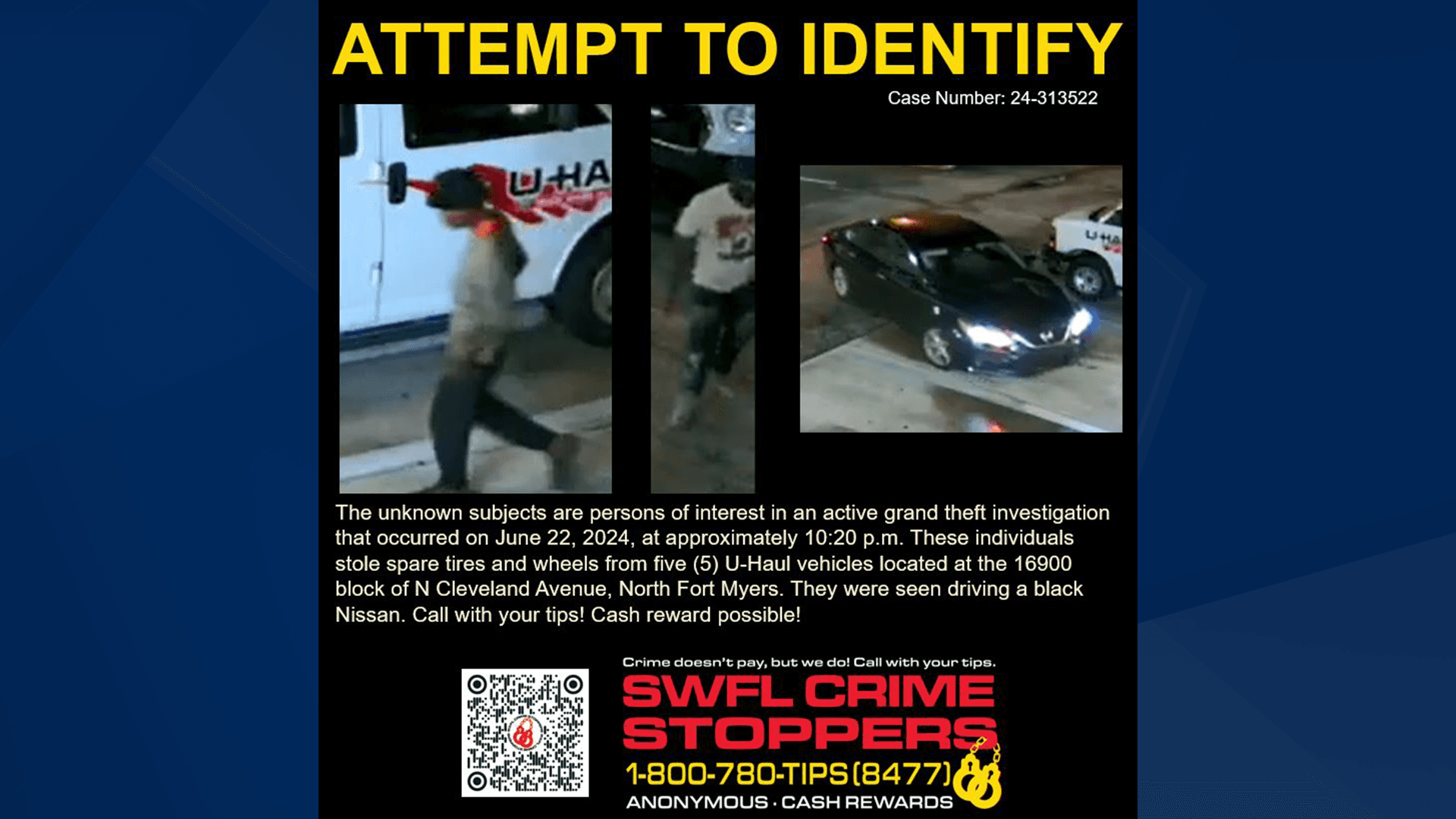 Duo accused of stealing nearly $3K in wheels and tires from U-Hauls in North Fort Myers