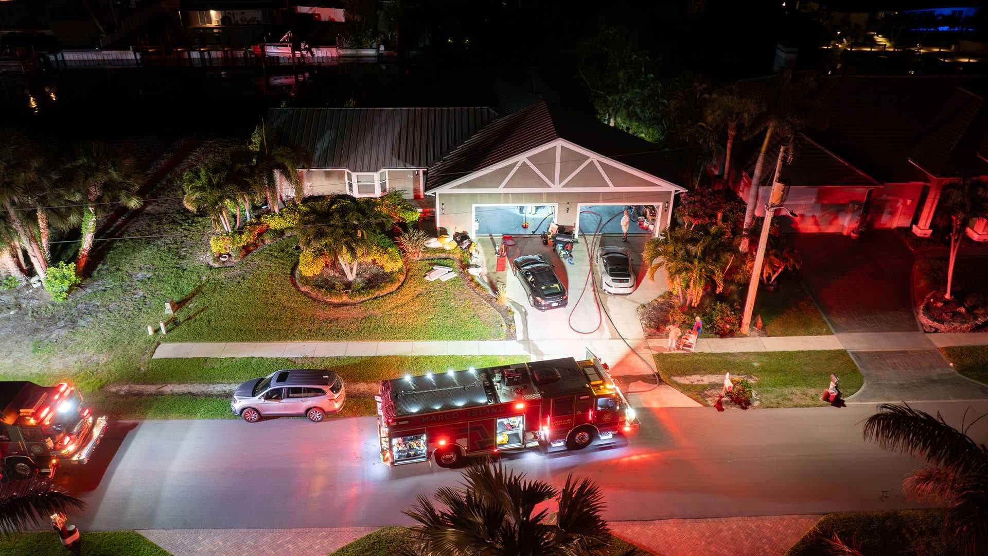 Fire sparks in attic of Marco Island home