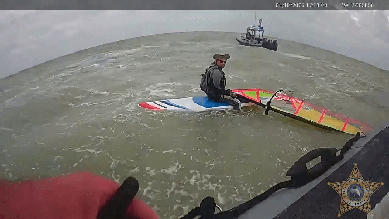 Watch: Windsurfer rescued a mile offshore near Fort Myers Beach after strong winds